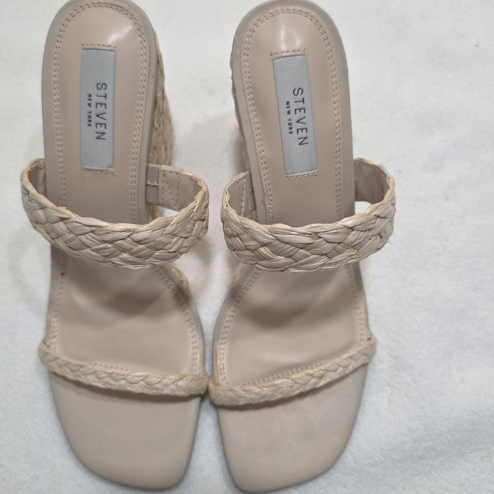 Steven By Steve Madden Beige Woven Wedges